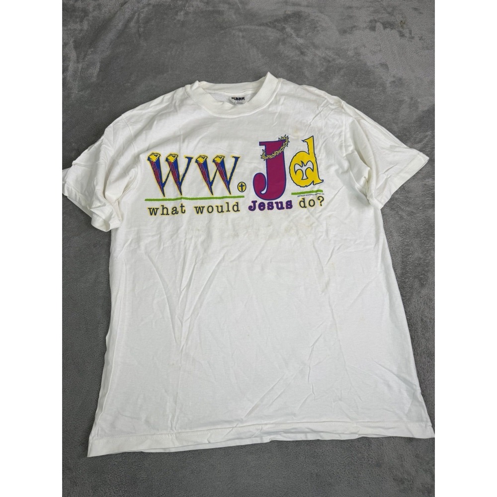 Vintage What Would Jesus Do Short Sleeve T Shirt Men's Size Large White